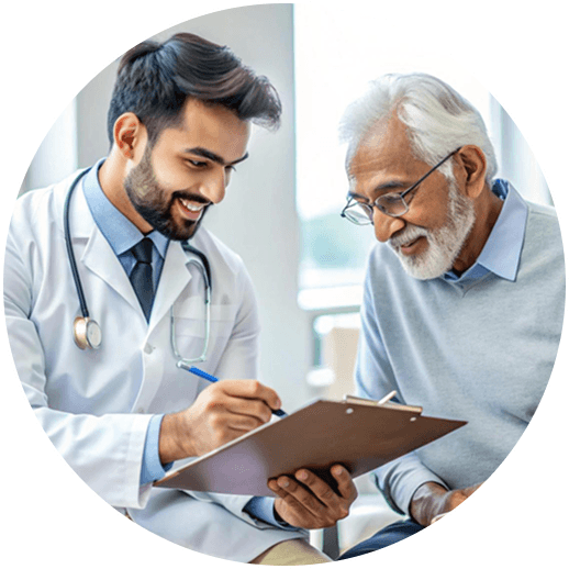 Doctor consulting a senior patient