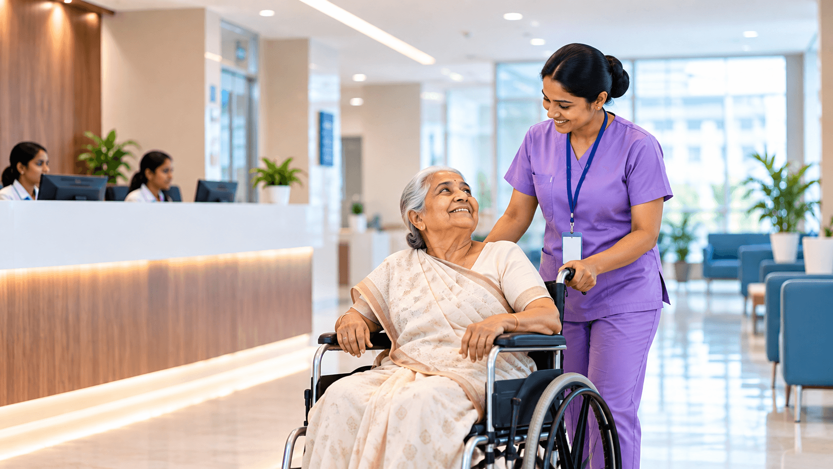 Caring Beyond Hospital Walls - Alavi Hospitals Nurse caring for senior patient